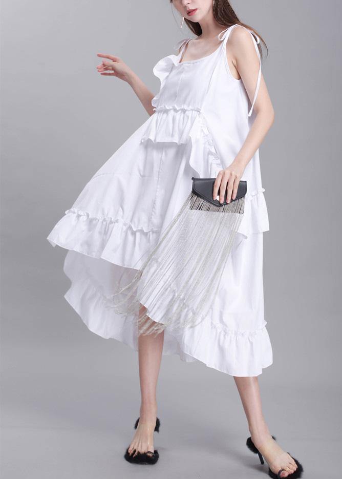 Simple white Cotton dress sleeveless daily summer Dresses - SooLinen