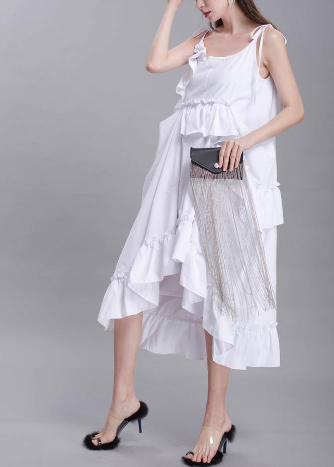 Simple white Cotton dress sleeveless daily summer Dresses - SooLinen