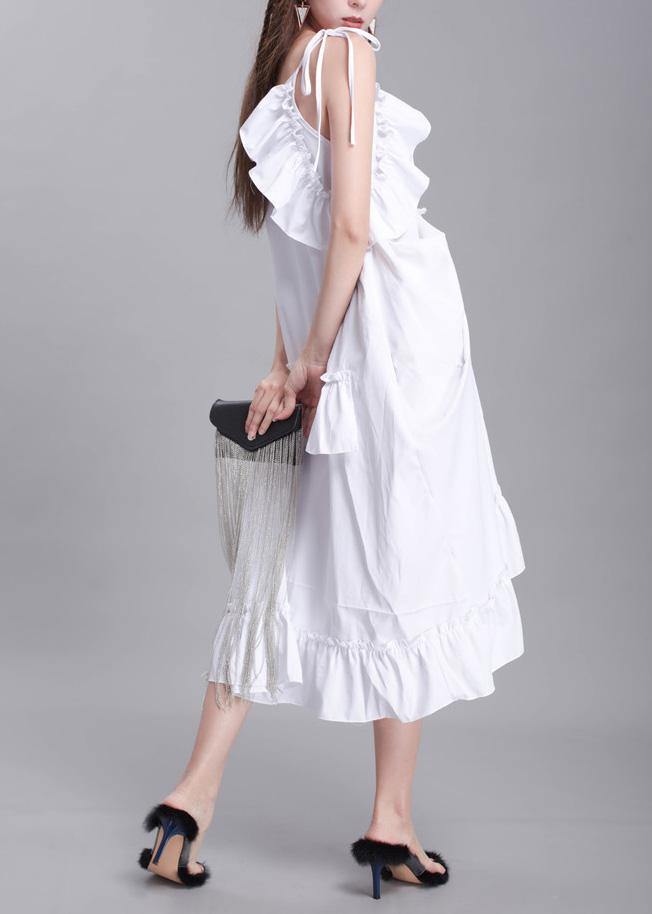 Simple white Cotton dress sleeveless daily summer Dresses - SooLinen