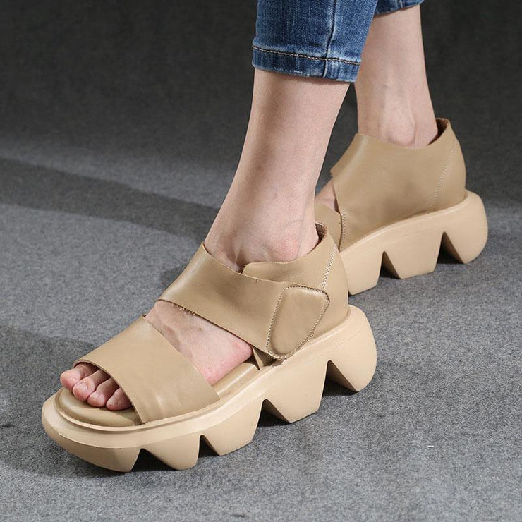 Summer Chocolate Walking Sandals Platform Peep Toe Sandals - SooLinen