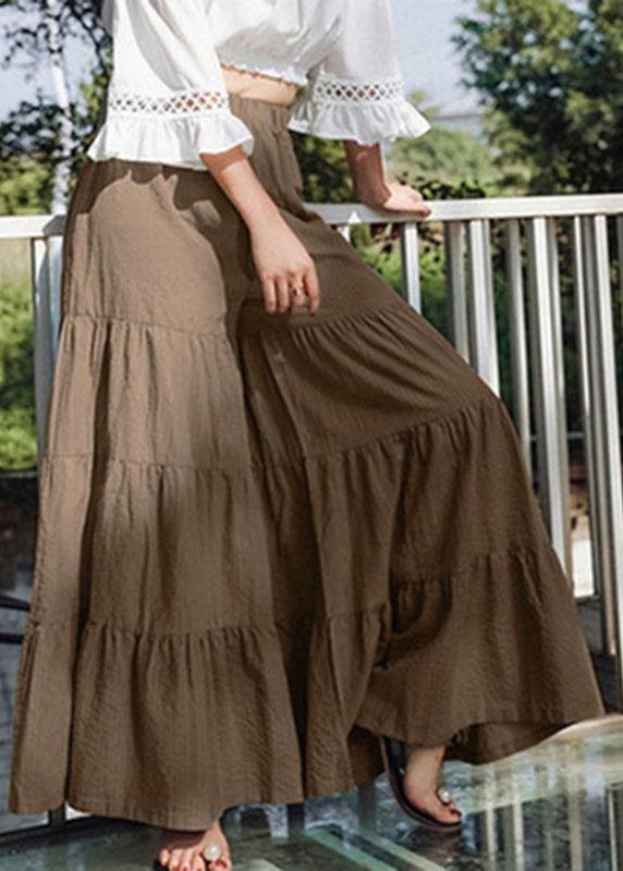 Women Flare Swing Wide Leg Pants Casual High Waist Culottes Skirt - SooLinen