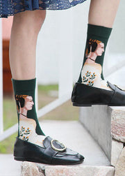 Women Midnight squirrel Paitings Cotton Crew Socks