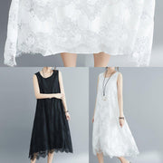 Women white lace Robes sleeveless A Line summer Dresses - SooLinen