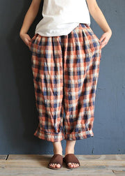 Xia Xin original design cotton and linen pants female loose nine points pants elastic waist - SooLinen